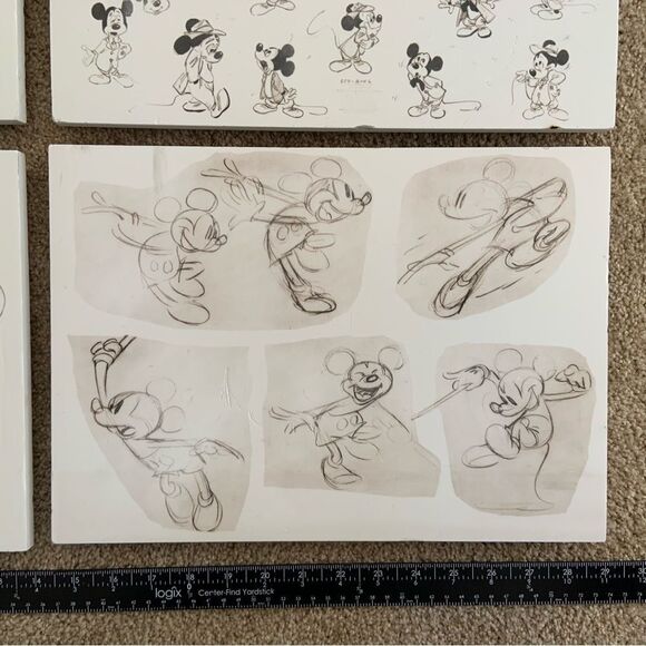 Set of 4 Disney white and black Mickey Mouse Cartoon Drawing prints - Picture 4 of 14